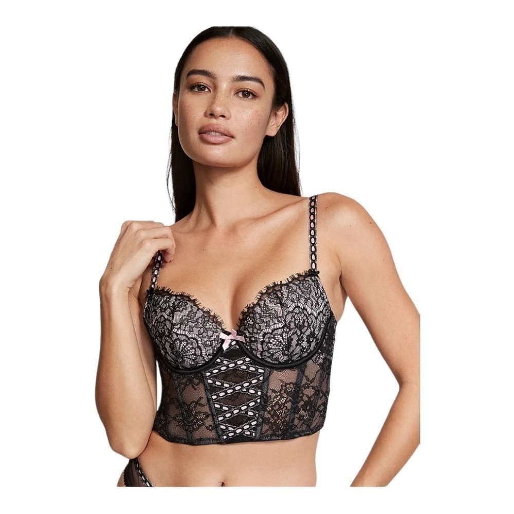 NWT-VICTORIAS SECRET-DREAM ANGELS-BLACK AND PINK CORSET